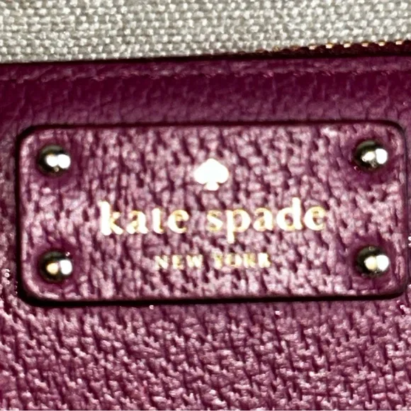 Kate Spade Purple Oxblood Maroon Pebbled Leather Zippered Wallet - Picture 2 of 7